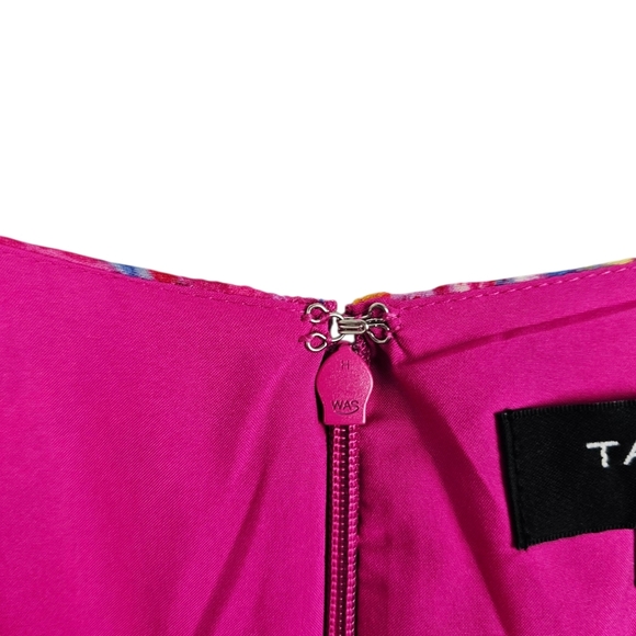 Tahari ASL Pink Printed Cold-Shoulder Asymmetric-Ruffle Dress NWT - Picture 13 of 16